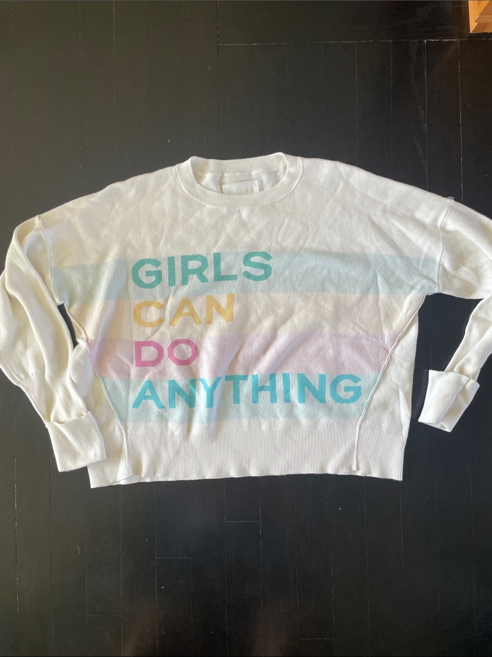 Zadig & Voltaire Girls Can Do Anything White Graphic Womens Sweater Like New